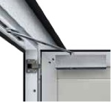 As standard, wicket doors are supplied with slide rail door closers, integrated opening angle limit and hold-open device
